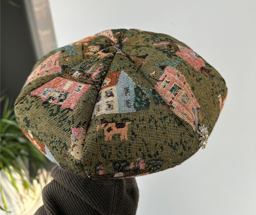 Women's Beret – Vintage Patchwork Artist Hat - AOA Fashion Accessories