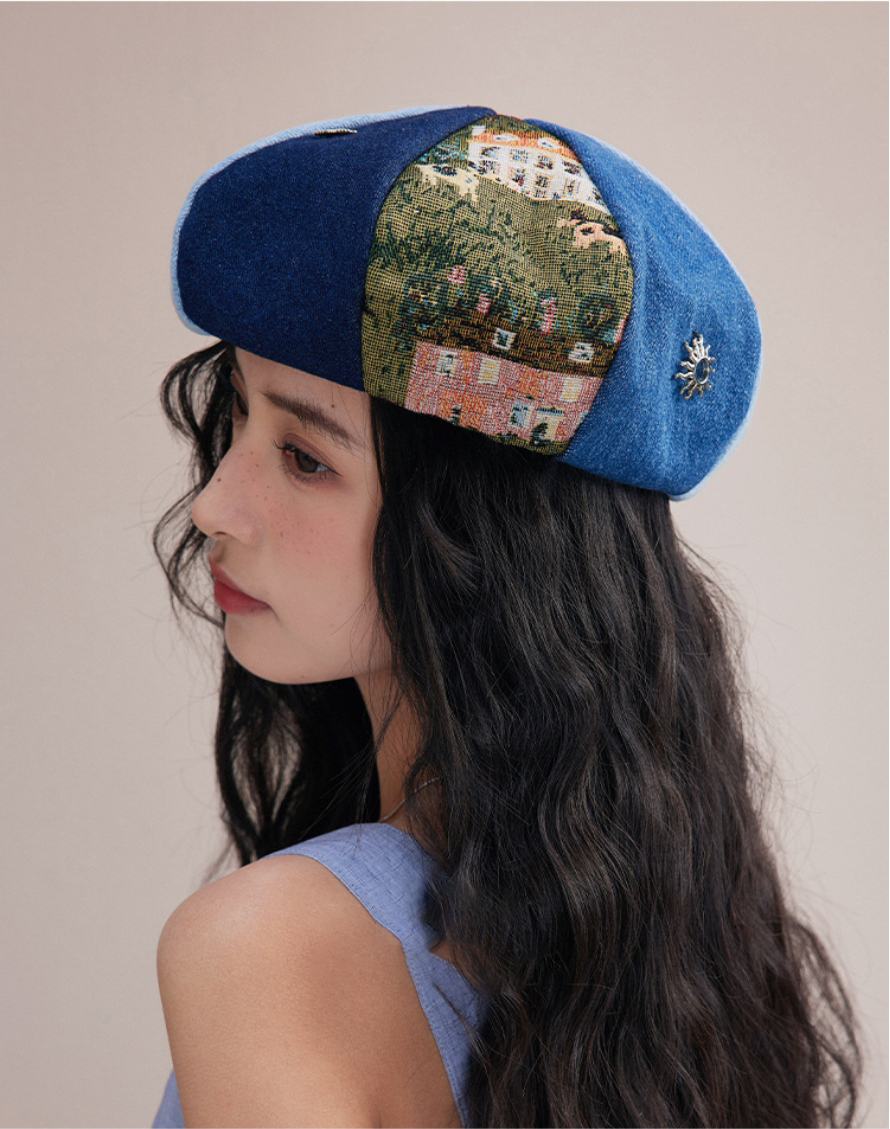 Women's Beret – Vintage Patchwork Artist Hat - AOA Fashion Accessories