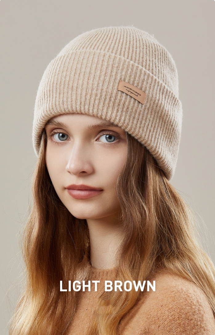 Women's autumn and winter 100% wool warm hat, wool multi-color simple knitted hat - AOA Fashion Accessories