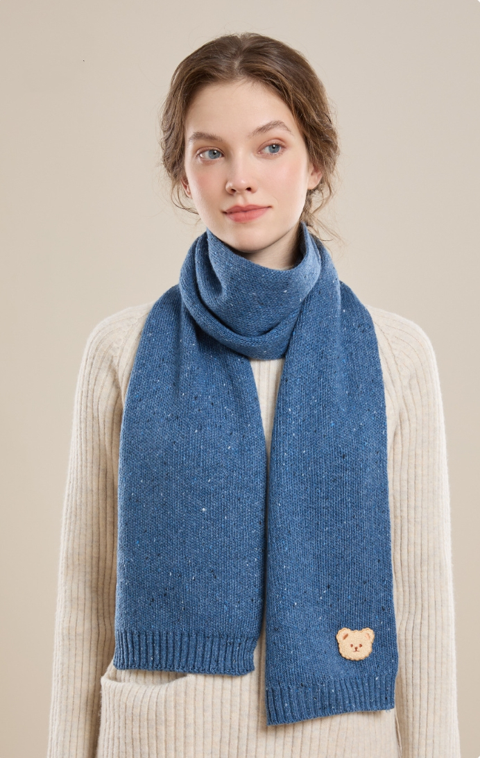 Autumn and winter fashion embroidered bear warm scarf - AOA Fashion Accessories