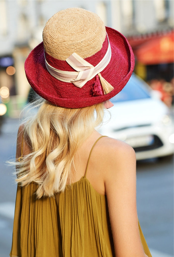 Wide Brim Raffia Straw Sun Hat - AOA Fashion Accessories