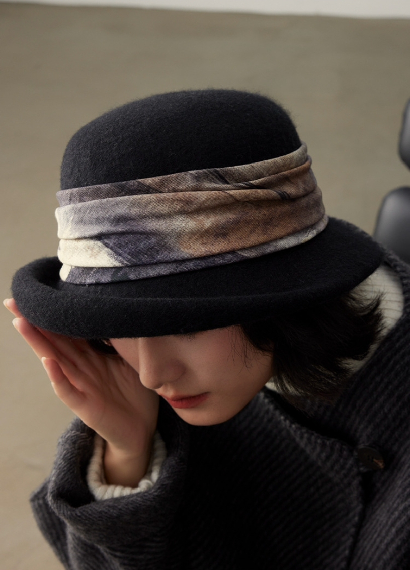 Women's autumn and winter wool blend bucket hat, elegant hat, bucket hat - AOA Fashion Accessories