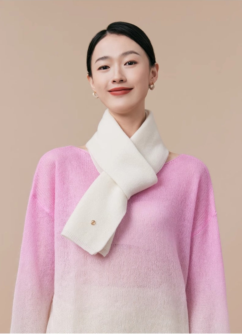 Women's autumn and winter 100% pure wool warm scarf, knitted simple solid color scarf - AOA Fashion Accessories