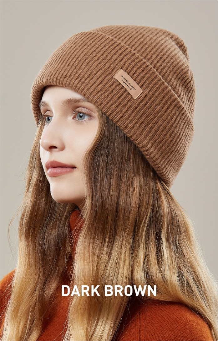 Women's autumn and winter 100% wool warm hat, wool multi-color simple knitted hat - AOA Fashion Accessories