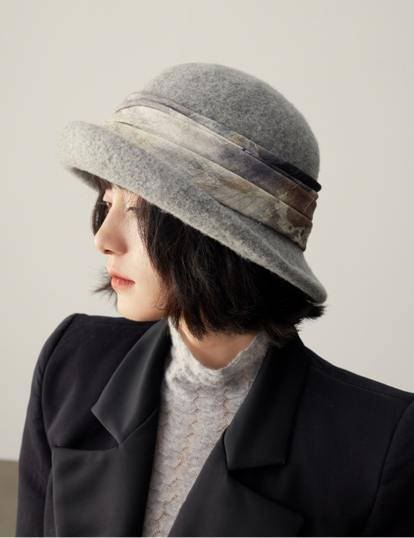 Women's autumn and winter wool blend bucket hat, elegant hat, bucket hat - AOA Fashion Accessories