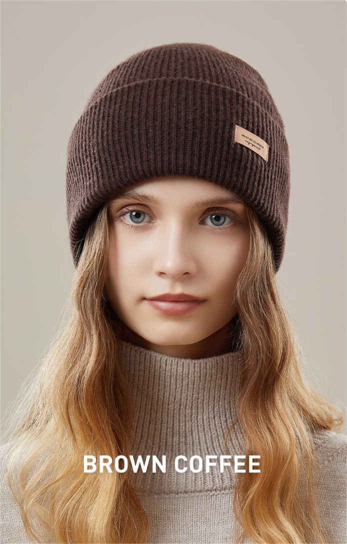 Women's autumn and winter 100% wool warm hat, wool multi-color simple knitted hat - AOA Fashion Accessories