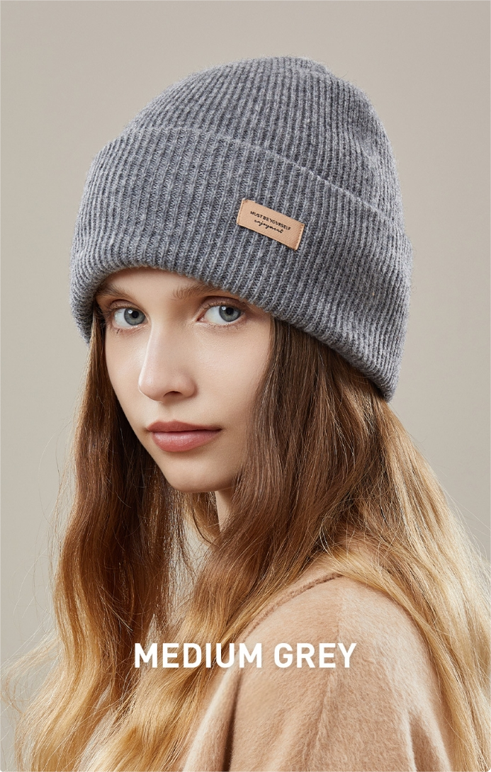 Women's autumn and winter 100% wool warm hat, wool multi-color simple knitted hat - AOA Fashion Accessories