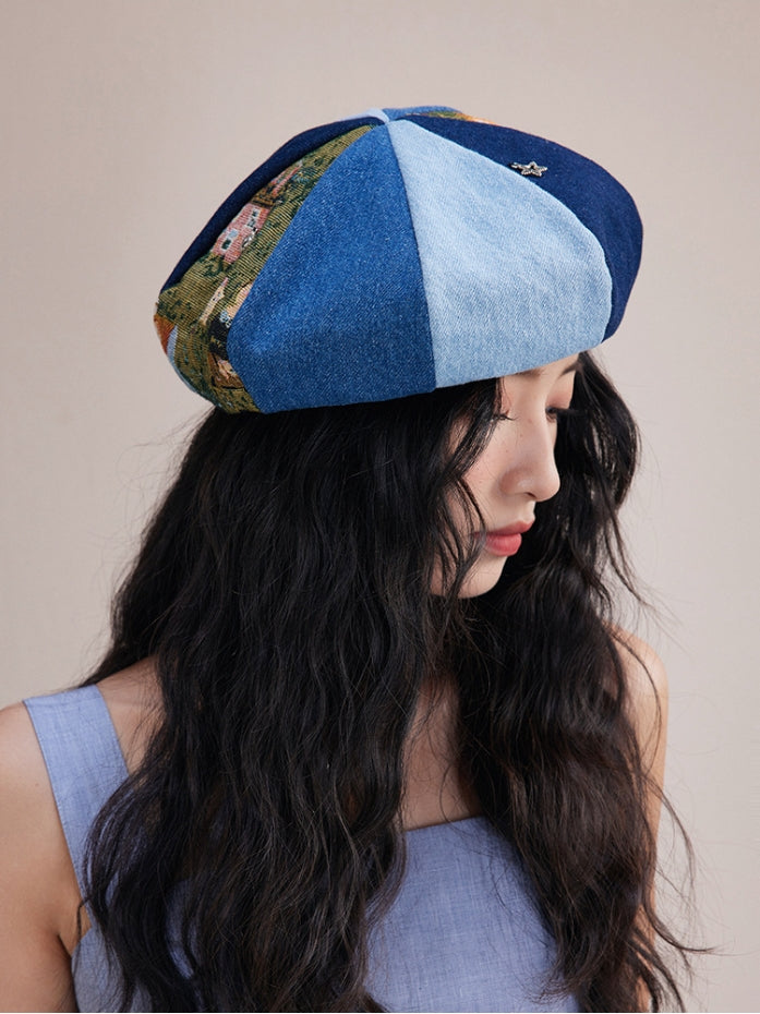 Women's Beret – Vintage Patchwork Artist Hat - AOA Fashion Accessories
