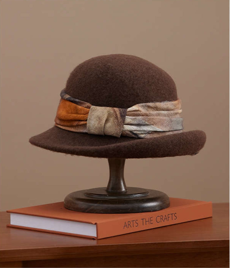 Women's autumn and winter wool blend bucket hat, elegant hat, bucket hat - AOA Fashion Accessories