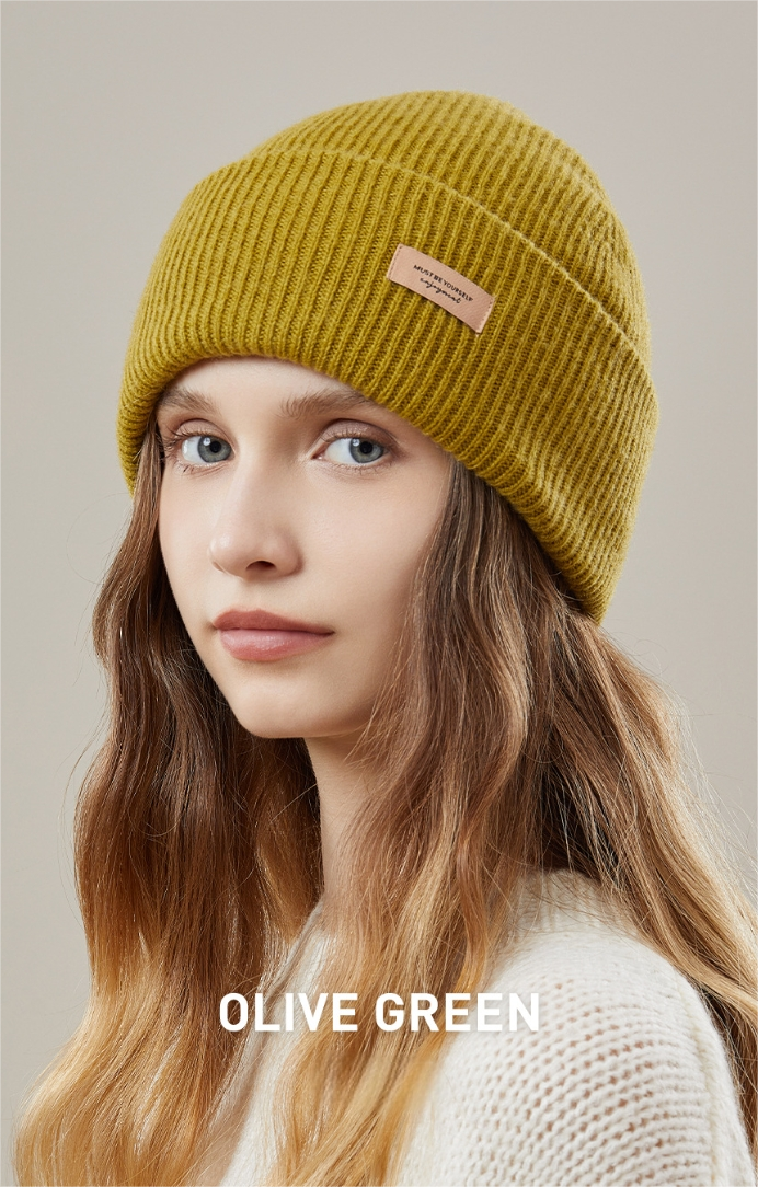 Women's autumn and winter 100% wool warm hat, wool multi-color simple knitted hat - AOA Fashion Accessories