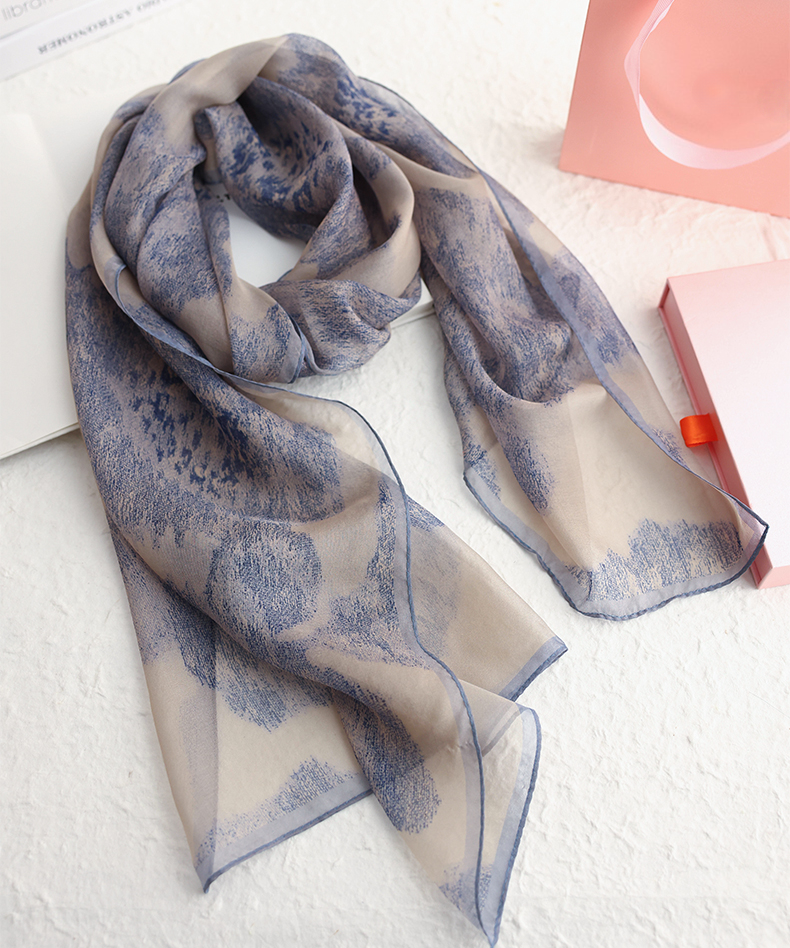 100%Mulberry Silk Long Scarf – Natural Plant Dyeing, Elegant Silk Wrap - AOA Fashion Accessories