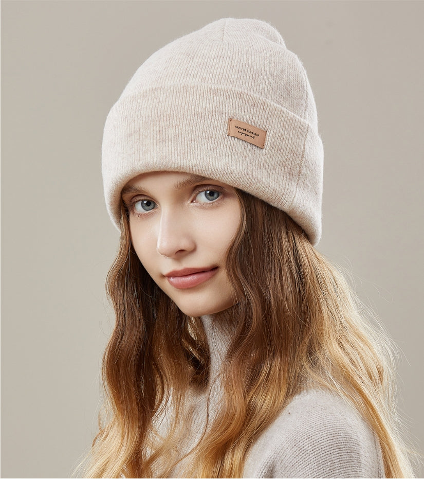 100% WOOL THICKENED KNITTED HAT - AOA Fashion Accessories