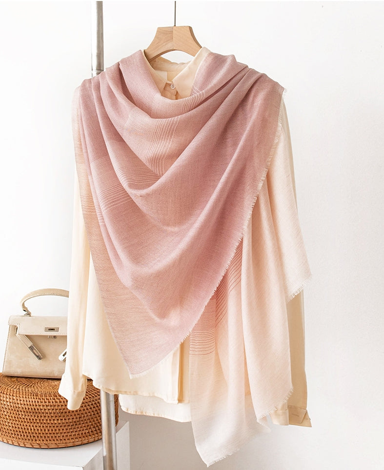 Gradient color 100% wool scarf. - AOA Fashion Accessories