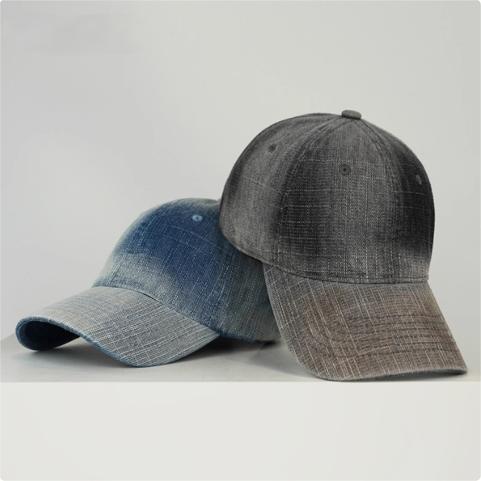 Retro Baseball Cap - Denim Gradient Color Hat - AOA Fashion Accessories