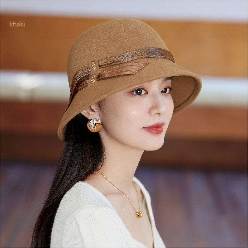 Wool Cloche Hat  – Vintage Style with Decorative Bow - AOA Fashion Accessories