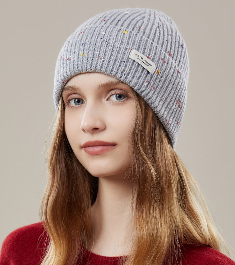 Women's autumn and winter warm hat 100% wool knitted loose style, makes the face look smaller, ear protection - AOA Fashion Accessories