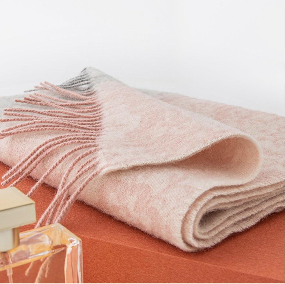 Men's and women's autumn and winter jacquard wool scarves, warm color matching thickened wool versatile scarves - AOA Fashion Accessories