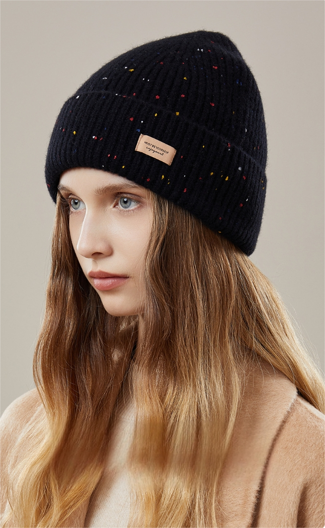 Women's autumn and winter warm hat 100% wool knitted loose style, makes the face look smaller, ear protection - AOA Fashion Accessories