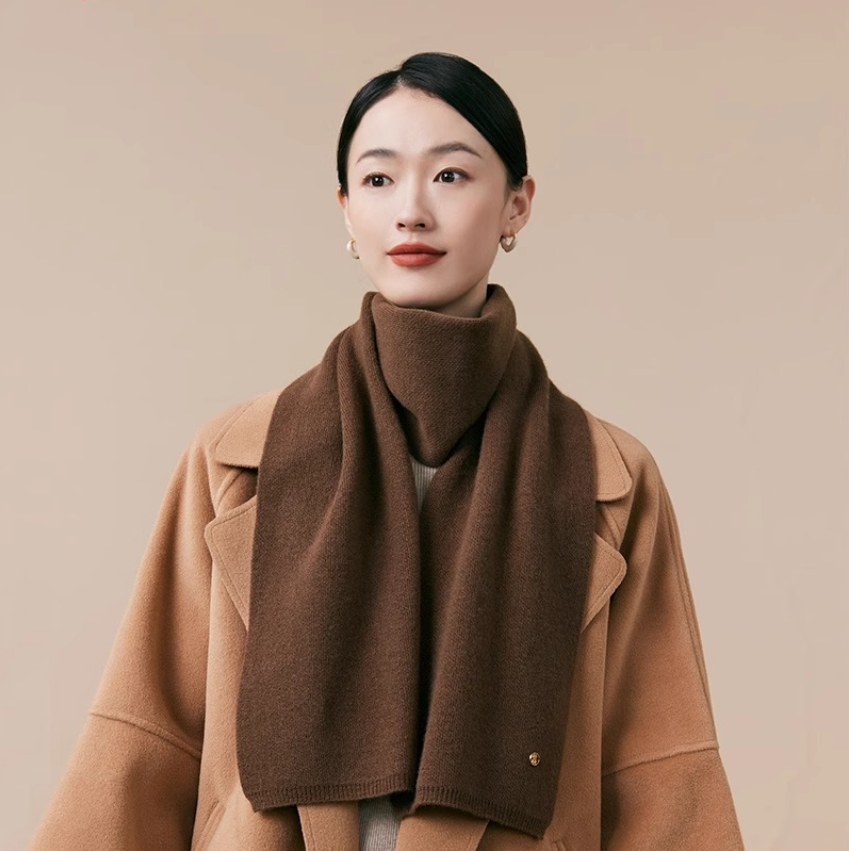 Women's autumn and winter 100% pure wool warm scarf, knitted simple solid color scarf - AOA Fashion Accessories