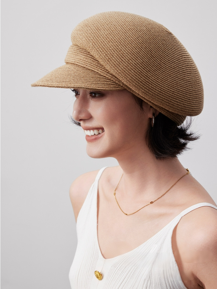 Paper Straw Beret Hat – Lightweight Summer Cap for Women - AOA Fashion Accessories