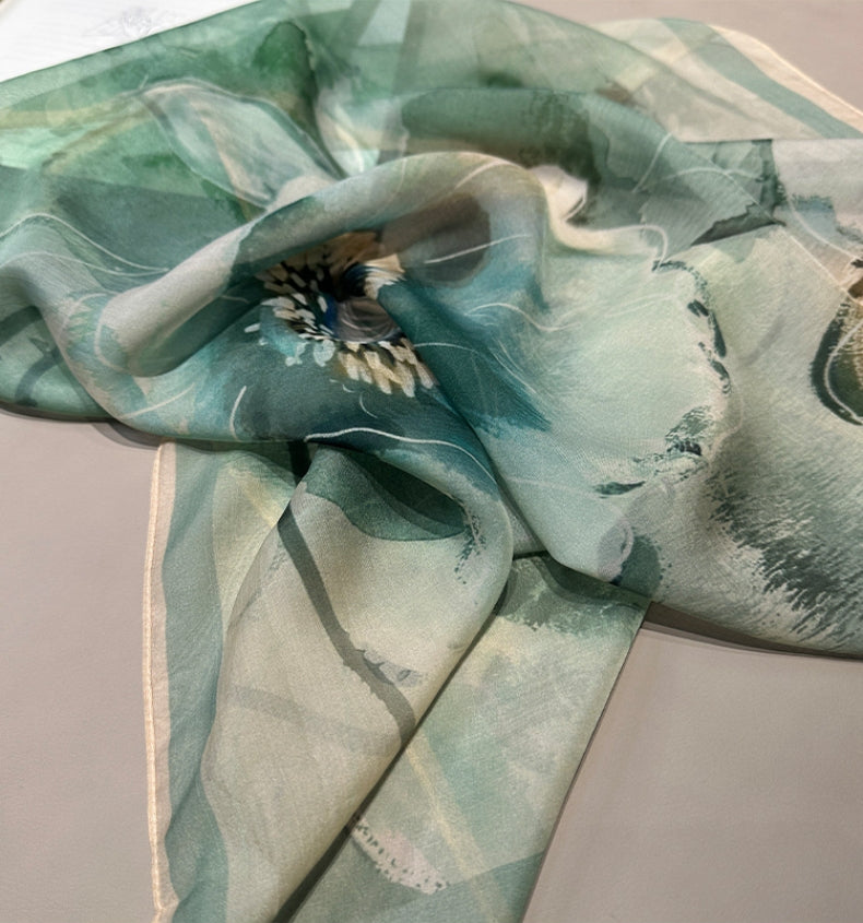 Shulang yarn, silk square scarf. - AOA Fashion Accessories