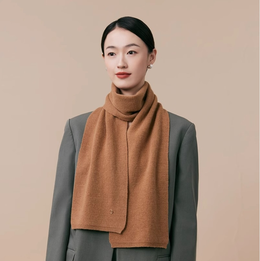 Women's autumn and winter 100% pure wool warm scarf, knitted simple solid color scarf - AOA Fashion Accessories