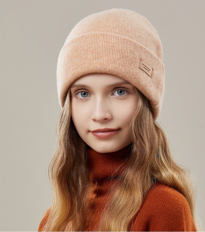 100% WOOL THICKENED KNITTED HAT - AOA Fashion Accessories