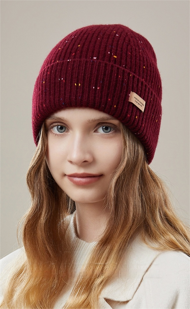 Women's autumn and winter warm hat 100% wool knitted loose style, makes the face look smaller, ear protection - AOA Fashion Accessories