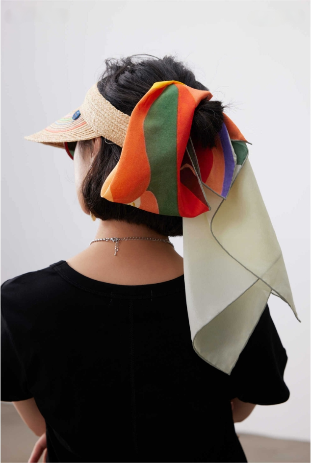 Colorful Landscape Print Pure Silk Square Scarf - AOA Fashion Accessories