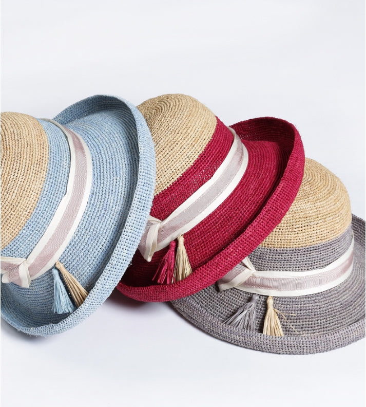 Wide Brim Raffia Straw Sun Hat - AOA Fashion Accessories