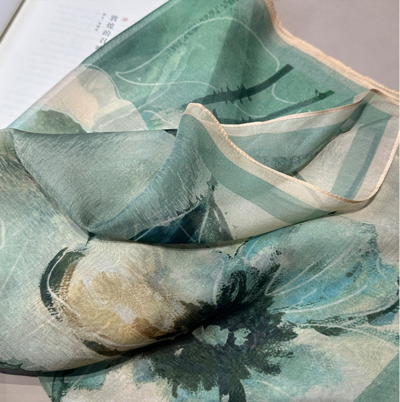 Shulang yarn, silk square scarf. - AOA Fashion Accessories