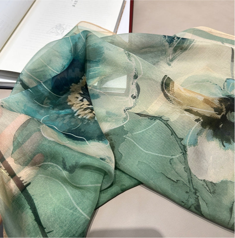 Shulang yarn, silk square scarf. - AOA Fashion Accessories