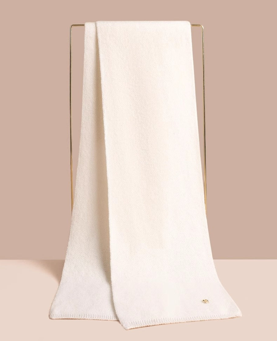 Women's autumn and winter 100% pure wool warm scarf, knitted simple solid color scarf - AOA Fashion Accessories