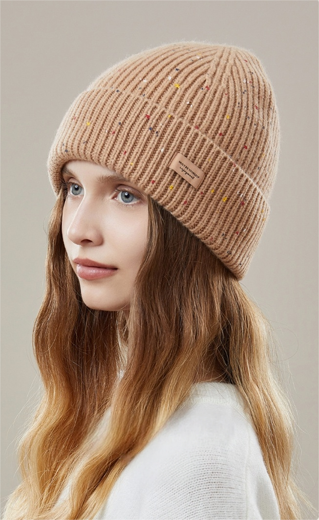 Women's autumn and winter warm hat 100% wool knitted loose style, makes the face look smaller, ear protection - AOA Fashion Accessories