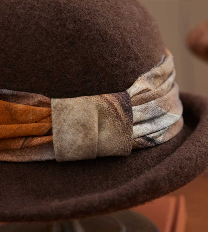 Women's autumn and winter wool blend bucket hat, elegant hat, bucket hat - AOA Fashion Accessories