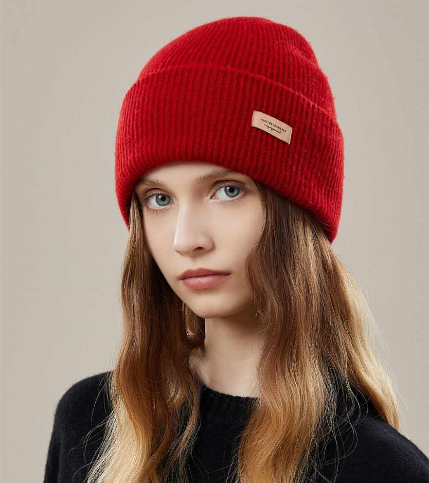 Women's autumn and winter 100% wool warm hat, wool multi-color simple knitted hat - AOA Fashion Accessories