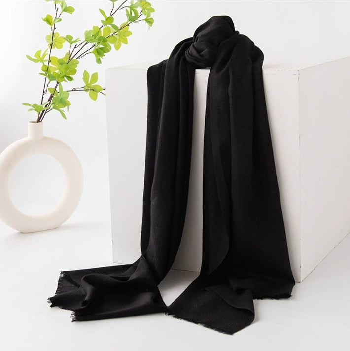 Wool Scarf - Stylish Solid Color Large Scarf, Suitable for All Seasons - AOA Fashion Accessories