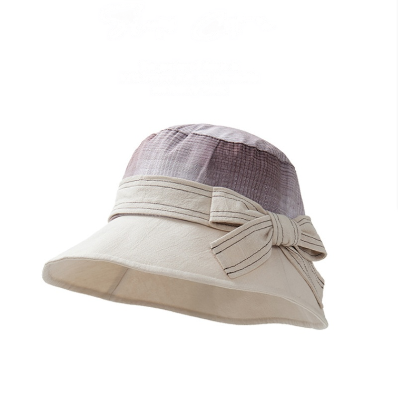Women's 100% Cotton Bow Decor Bucket Hat - AOA Fashion Accessories