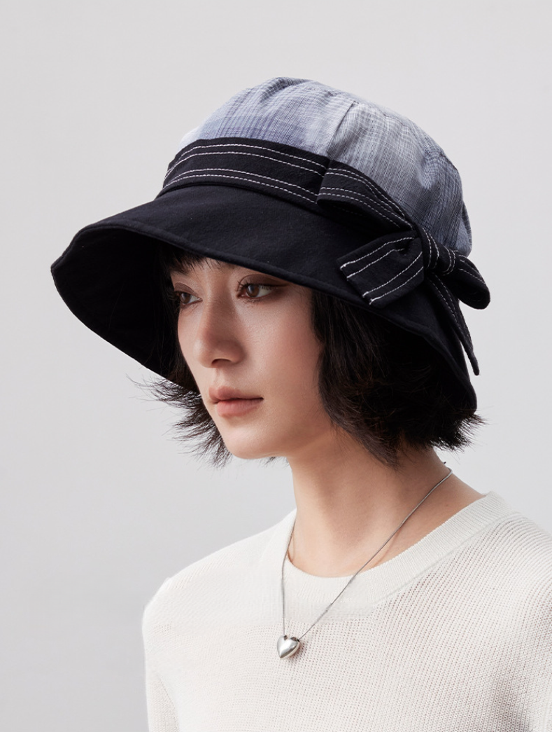 Women's 100% Cotton Bow Decor Bucket Hat - AOA Fashion Accessories