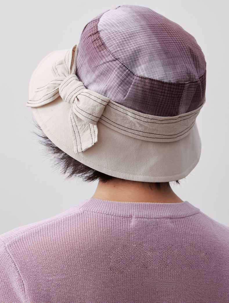 Women's 100% Cotton Bow Decor Bucket Hat - AOA Fashion Accessories