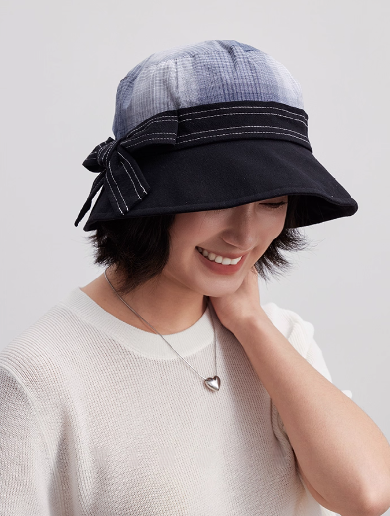 Women's 100% Cotton Bow Decor Bucket Hat - AOA Fashion Accessories