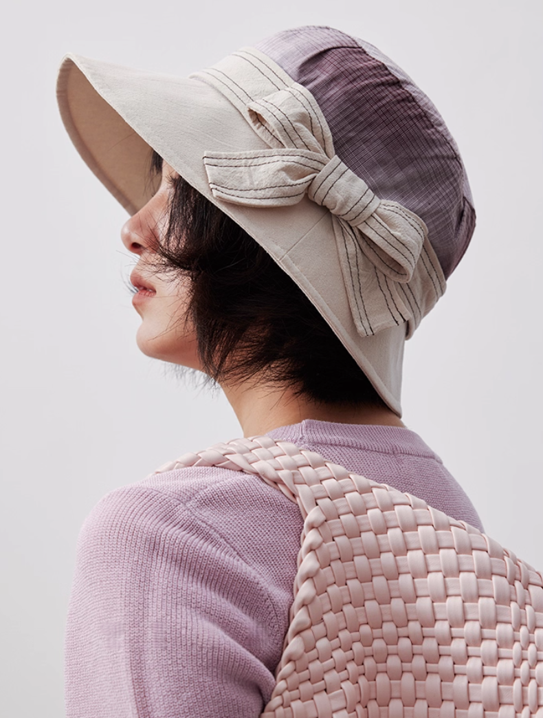 Women's 100% Cotton Bow Decor Bucket Hat - AOA Fashion Accessories