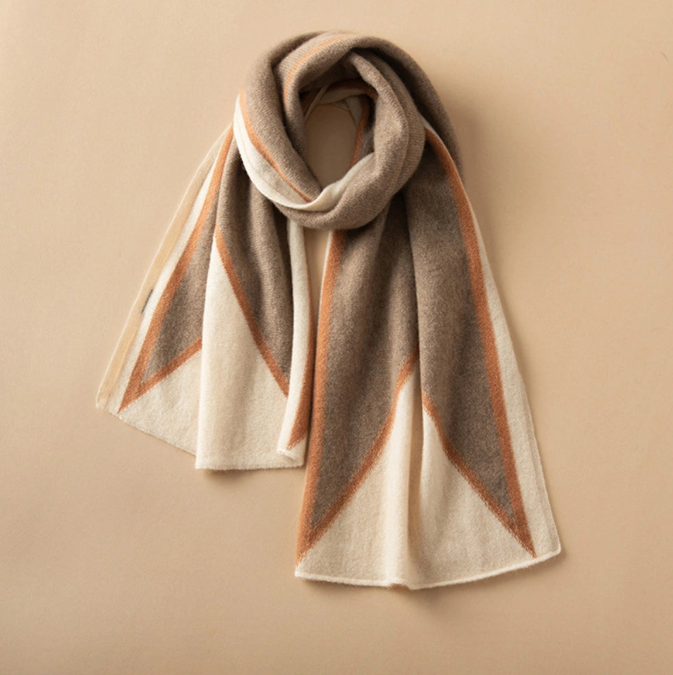 Luxury Cashmere Scarf – Artistic Geometric Design | Multiple Colors