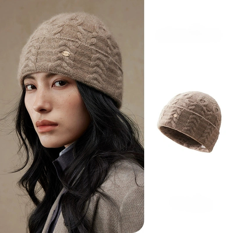 Elegant 100% Cashmere Beanie – Cable Knit Design | Multiple Colors