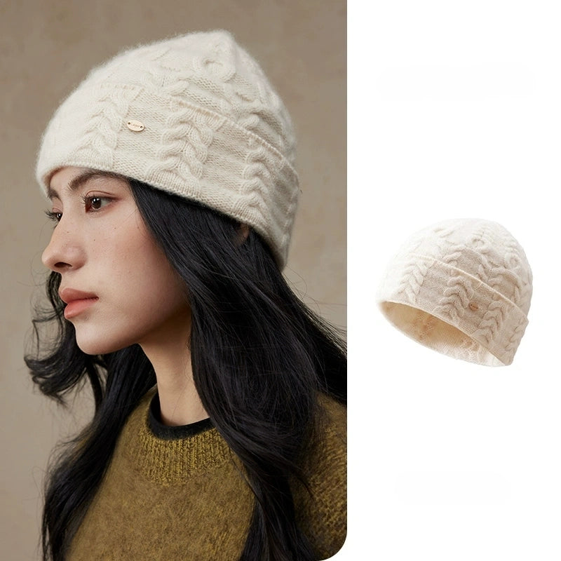 Elegant 100% Cashmere Beanie – Cable Knit Design | Multiple Colors