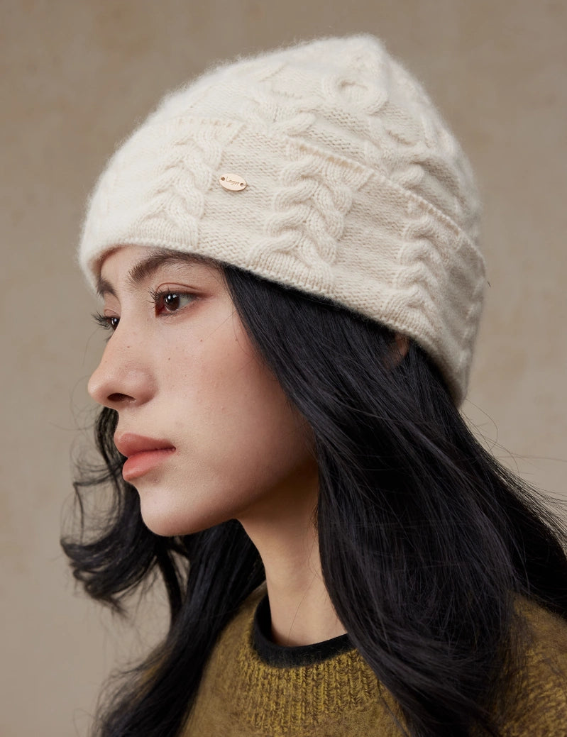 Elegant 100% Cashmere Beanie – Cable Knit Design | Multiple Colors