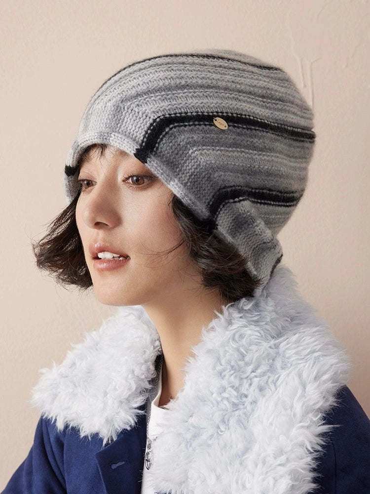 Cashmere Mélange Striped Beanie Hat | Multiple Colors