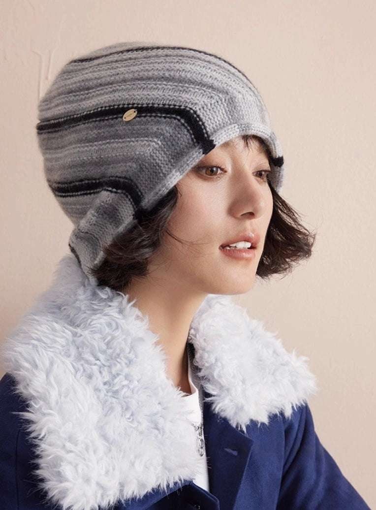 Cashmere Mélange Striped Beanie Hat | Multiple Colors
