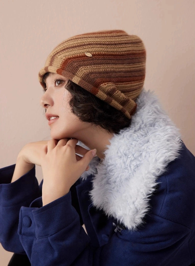 Cashmere Mélange Striped Beanie Hat | Multiple Colors