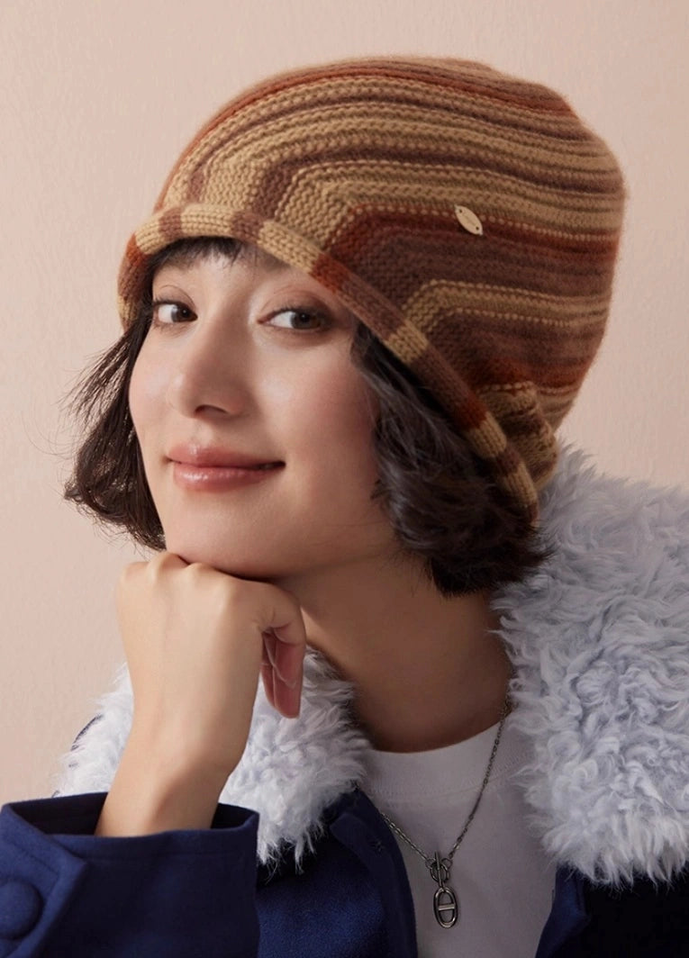 Cashmere Mélange Striped Beanie Hat | Multiple Colors